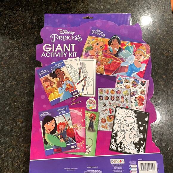 Disney Princess Giant Activity Kit 2021 NEW Stickers Velvet Poster Coloring NOS - Picture 2 of 10